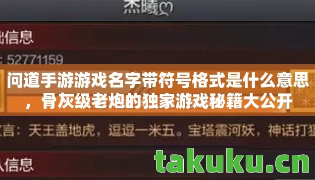 问道手游游戏名字带符号格式是什么意思图片