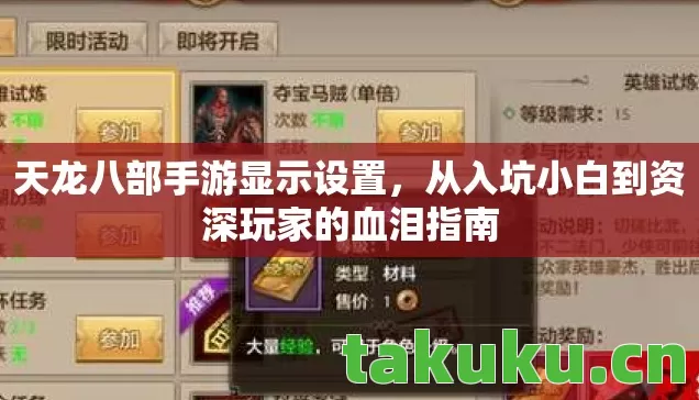 天龙八部手游显示设置，从入坑小白到资深玩家的血泪指南