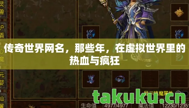 传奇世界网名，那些年，在虚拟世界里的热血与疯狂